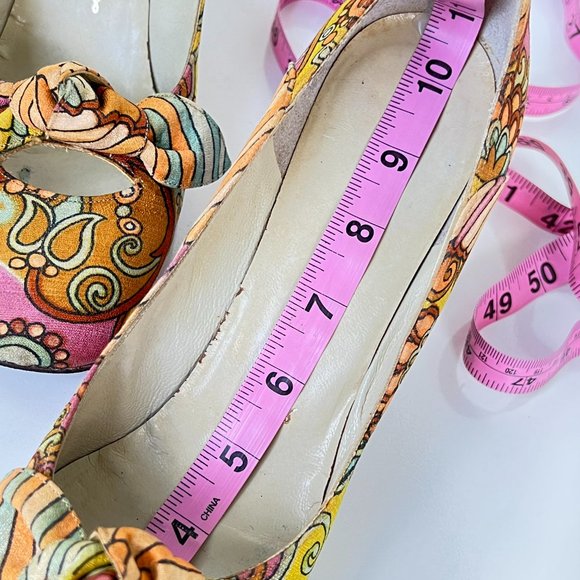 MR SEYMOUR Vintage 60's 70's Psychedelic Floral Bow Pumps Size 10AA RARE - Picture 14 of 15